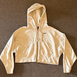 Nike Beige Cropped Zip-Up Hoodie Jacket size S